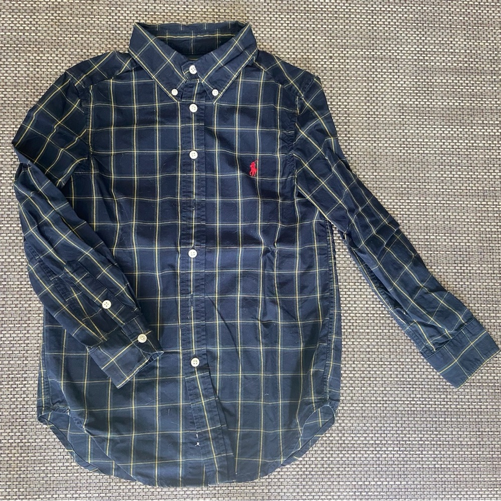 Polo by Ralph Lauren Boy’s Sz Small (8) Plaid Shirt - Navy/ Hunter Green